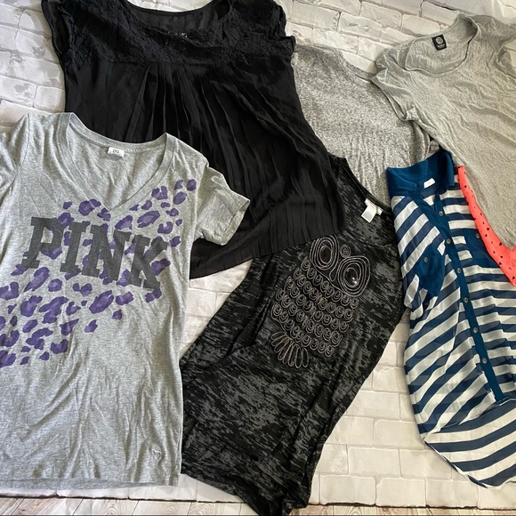 PINK Victoria's Secret Tops - Bundle of 6 tee shirts size small grey black